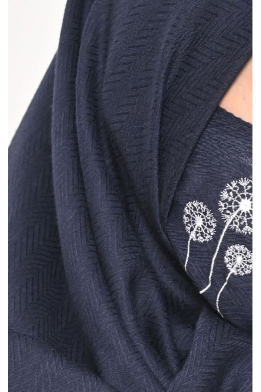 Hijab Segi 4 Voal Zaffron Dandelion Navy (Hijab Only)